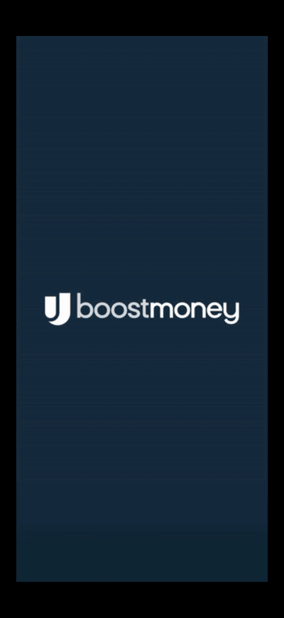 Screen recording of the updated Boost Money flow: express delivery for a cash advance, then 10% APY savings and identity, retail and travel protections with Premium