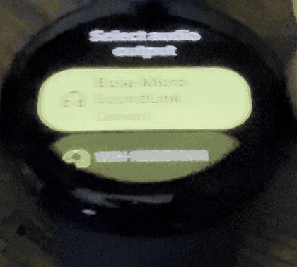 Screen recording of the redesigned YouTube Music tile on a Wear OS watch, first state